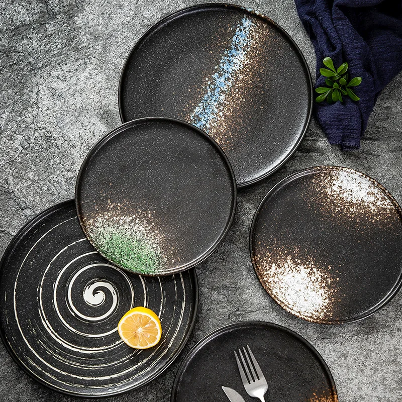 Красивые тарелки с узором в виде туманности блюдо для чая К салата европейский