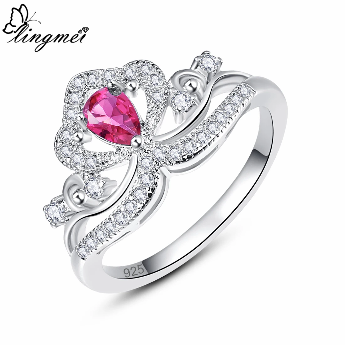 Женское Обручальное Кольцо Lingmei серебряное ювелирное изделие с жемчугом и