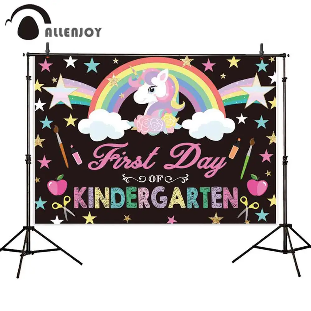 Фон Allenjoy для фотосъемки в детском саду Радужный фон доска мел рисование пони