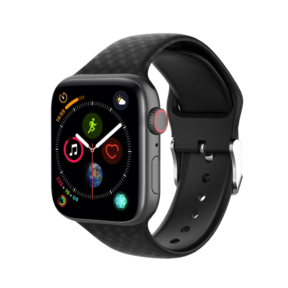 3D текстура Silicond ремешок для наручных часов Apple Watch 4 38 мм 40 мм 42 44 мм Спортивные Мягкие модные ремешки наручных часов Iwatch серии 4/1/2/3