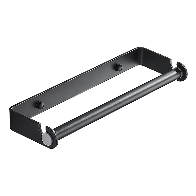 

Wall Mounted Toilet Paper Holder Fresh Keeping Film Roll Holder Space Aluminum Black Kitchen Bathroom Shelves