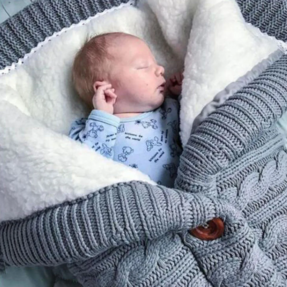 Baby sleeping bag baby Winter Warm Sleepsack For Baby Stroller Cotton knitted envelopes baby slaapzak Newborn Baby Sleep Sack
