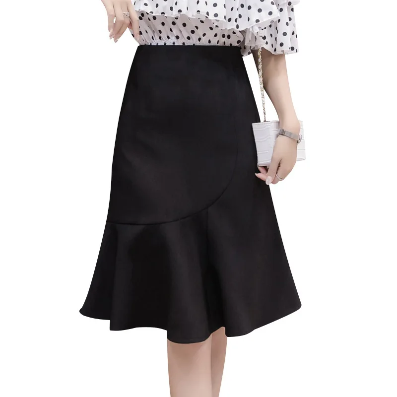 Женская элегантная юбка годе средней длины демисезонная профессиональная с