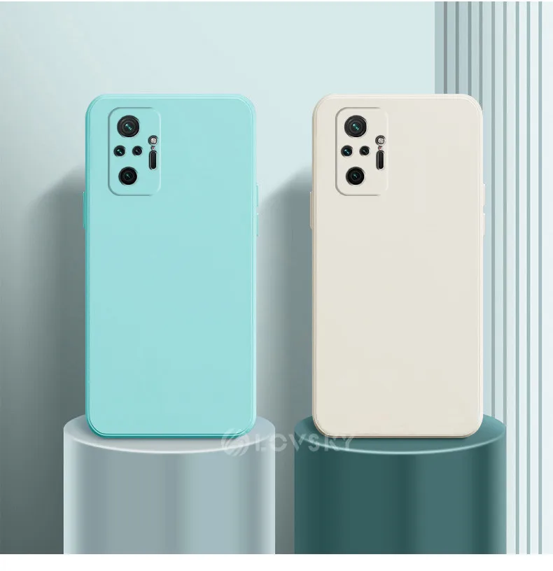 Square Liquid Silicone Case For Xiaomi RedMi Note 10 4G RedMi Note 10 Pro RedMi Note 9 Pro Mi 11 Lite Mi 11 Pro Slim Soft Cover