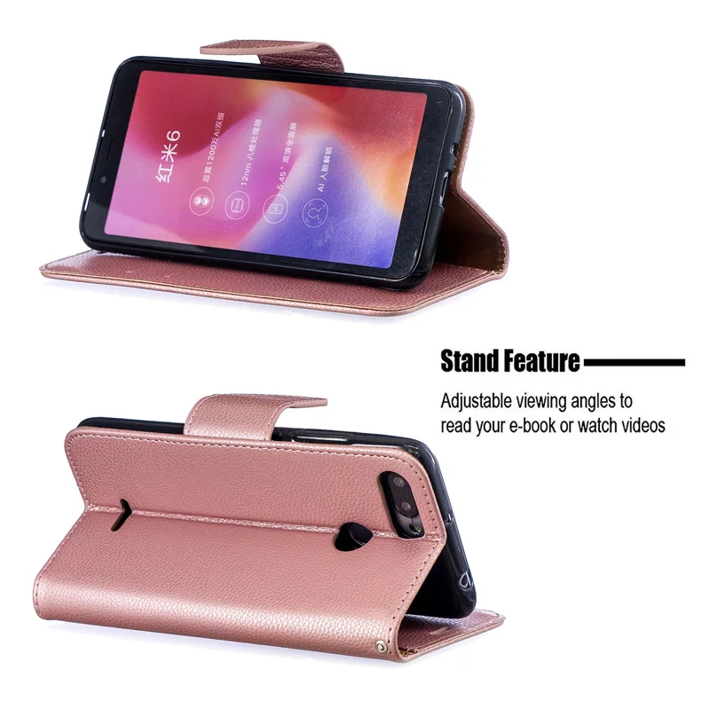 Кожаный чехол книжка с текстурой личи для мобильного телефона Redmi 7 7a K20 K30 8a Note 9 9S 8