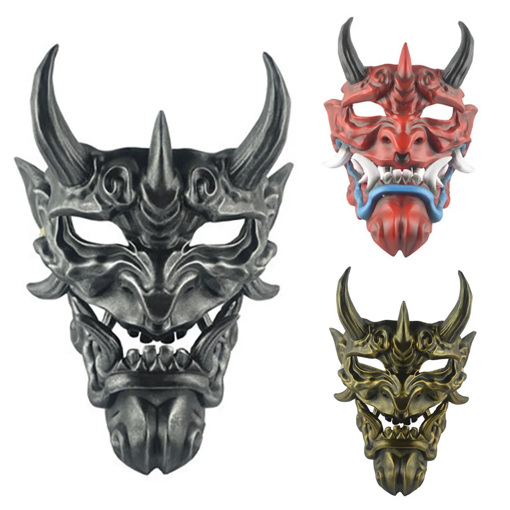 

Japanese Demon Prajna Hannya Resin Mask Grimace Evil Devil Head Halloween Horror Wraith Buddhism Ghost Cosplay Deluxe Masks