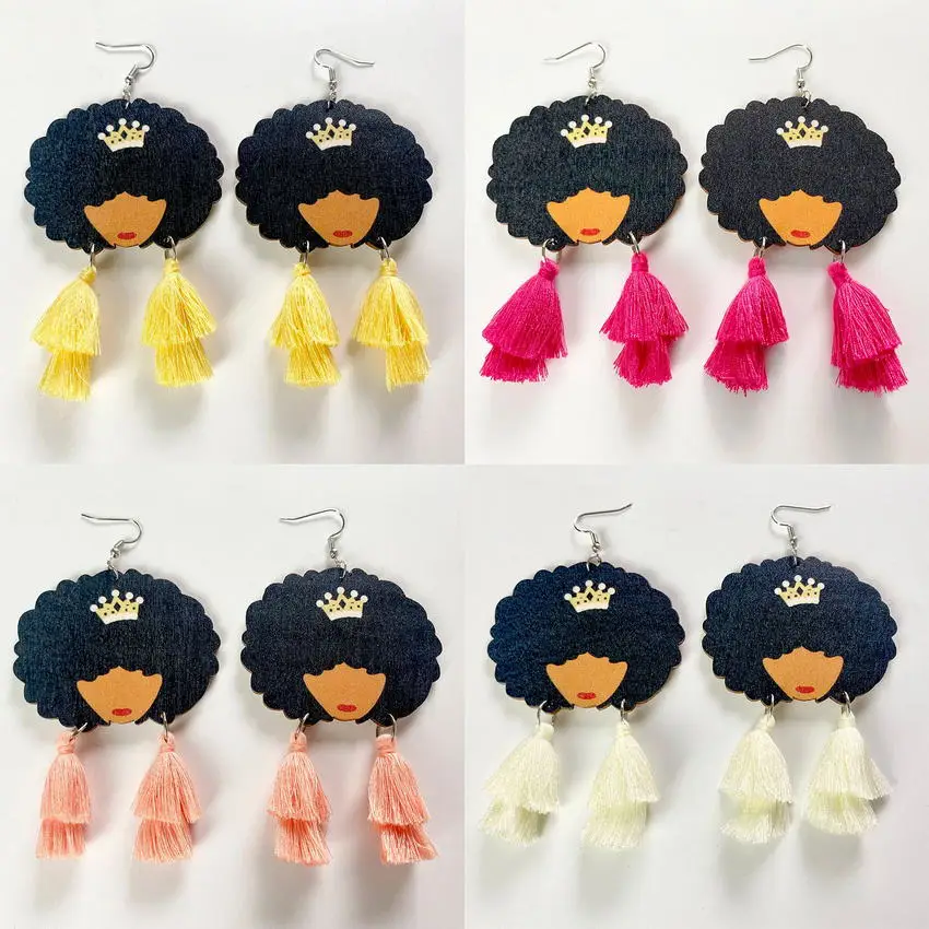 2021 привлекательный дизайн коронообразной королевы деревянная бахрома Женская