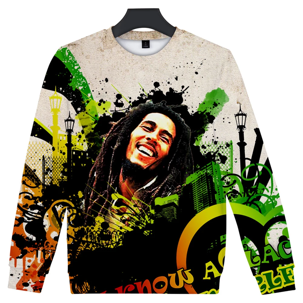 

2021 Bob Marley Hip Pop O-neck Sweatshirt Harajuku Cute Outwear High Quality Pullover Autumn Winter ed Clothes3D print