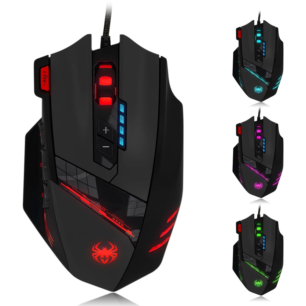 

ZELOTES C-12 Laptop Computer Ergonomic Mice Silent 12 Programmable Buttons Wired 4 Gears 4000DPI Optical Gaming Mouse