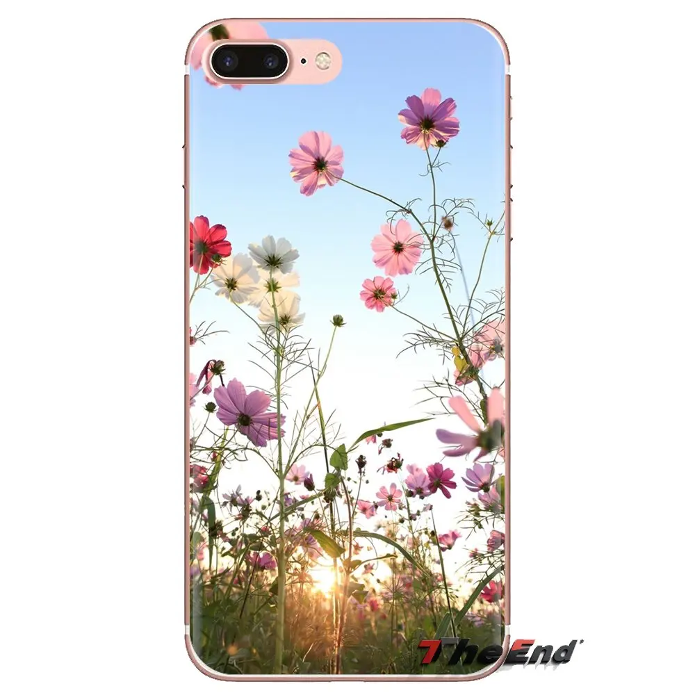 Для samsung Galaxy S2 S3 S4 S5 MINI S6 S7 edge S8 S9 Plus Note 2 3 4 5 8 Coque Fundas розовый цветок голубое небо HD
