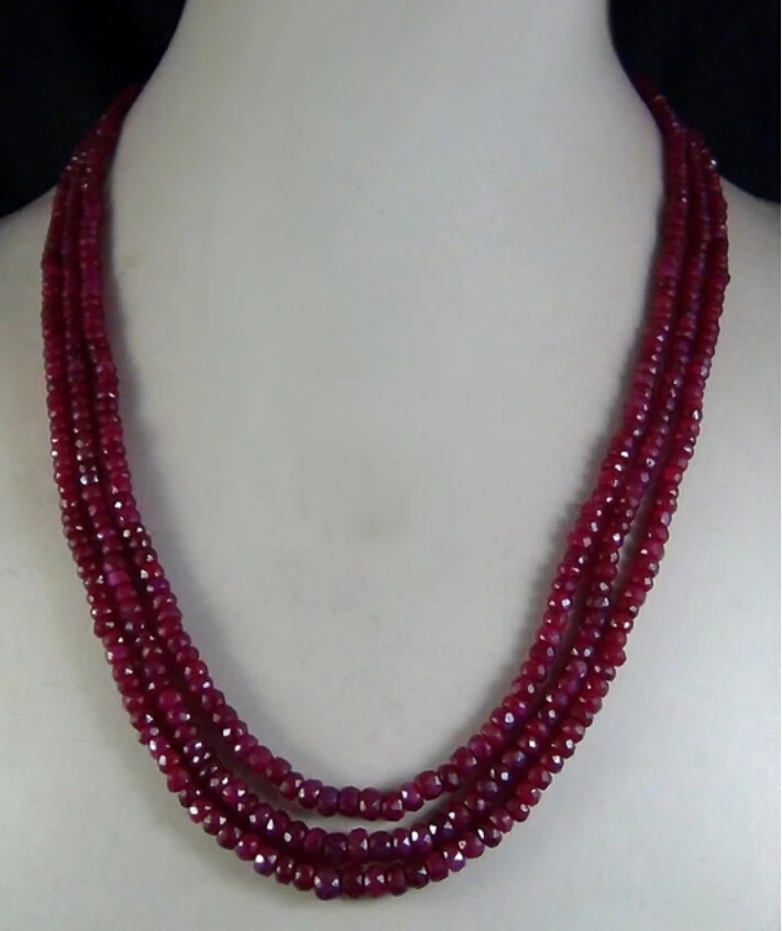 

Free shipping 2x4mm NATURAL FACETED BEADS NECKLACE 3 STRAND shipping