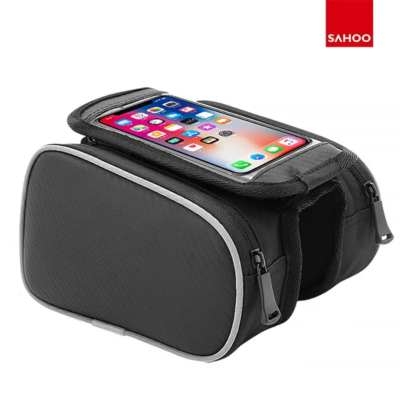 Bicycle Top Frame Bag 5.7 inch Smart Phone Pouch Touch Screen MTB Road Cross Rail Beam Upper Tube Pannier Cycling Saddle Pack | Спорт и