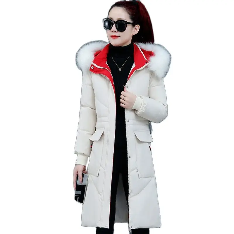 

Женское зимнее пальто с капюшоном и воротником из искусственного меха, длинное ветрозащитное теплое пальто с большим карманом, куртка-пуховик с хлопковой подкладкой, парки, пальто