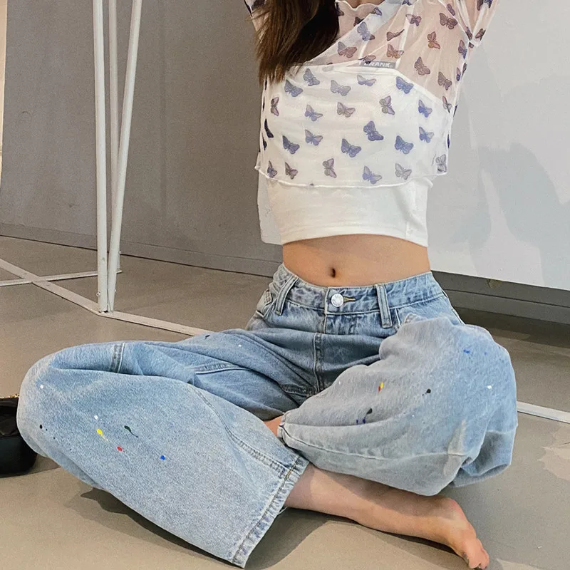 Korean Style Baggy Jeans Women High Waist Jeans Woman 2023 Minimalist Mom Jeans Casual Wide Leg Long Pants Elegant Pantalones