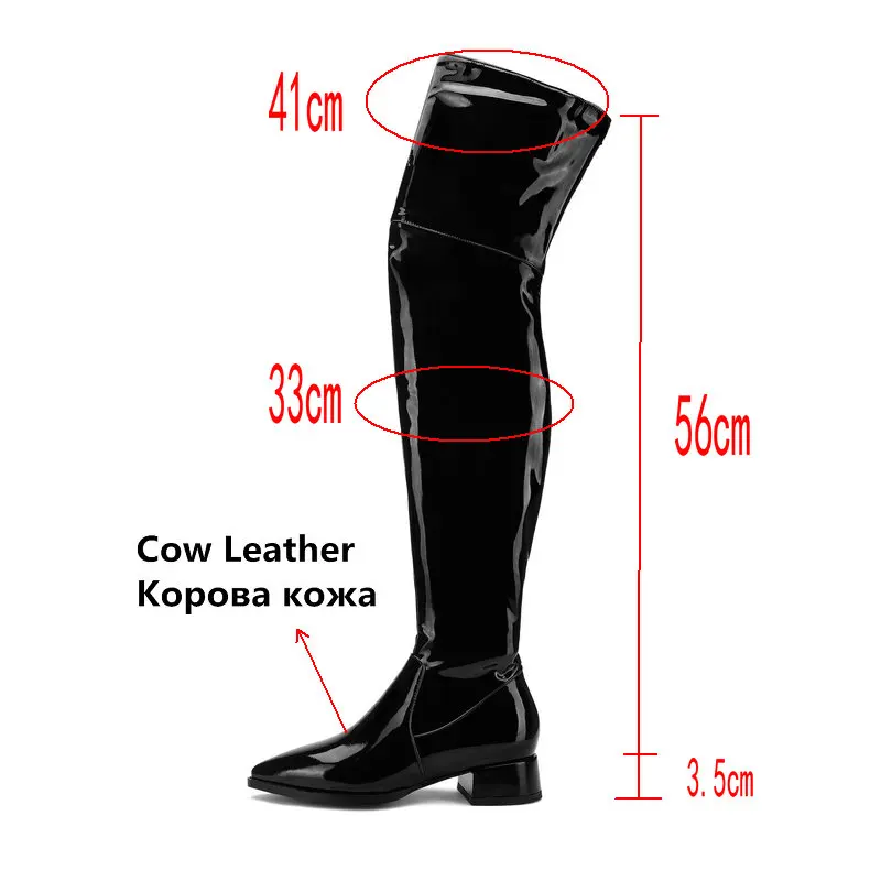 Ботфорты женские из натуральной кожи на квадратном каблуке Классические