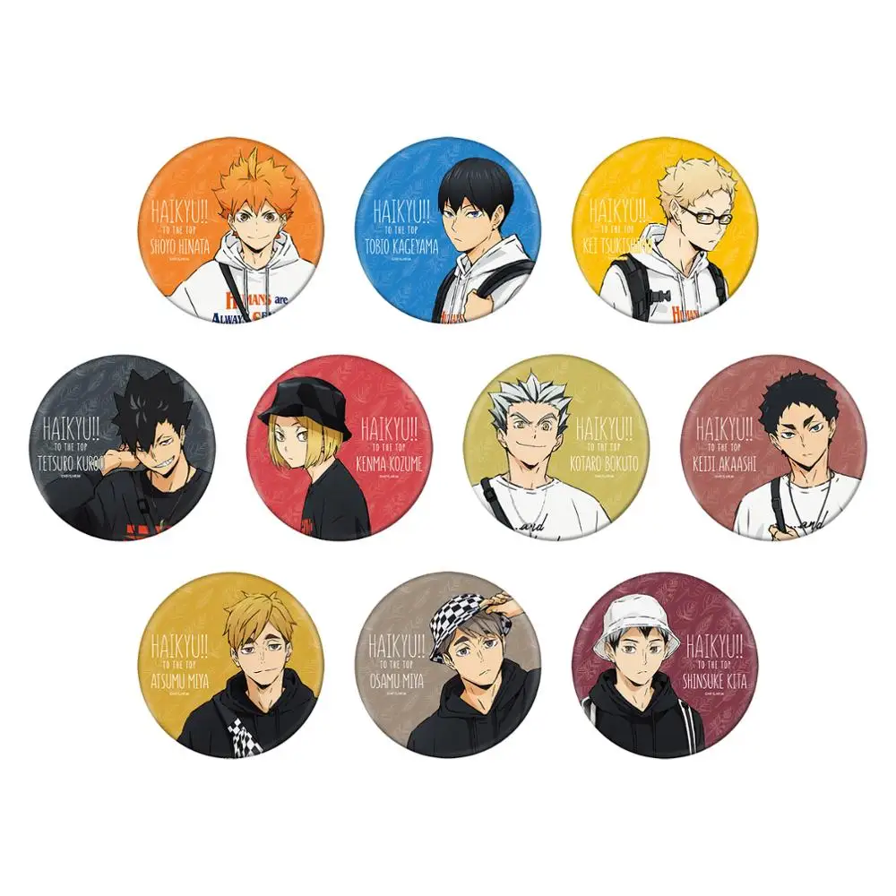 Haikyuu! Металлическая брошь в верхнюю часть аниме Kuroo Tetsurou Kozume Kenma Shouyou Hinata Kita Shinsuke