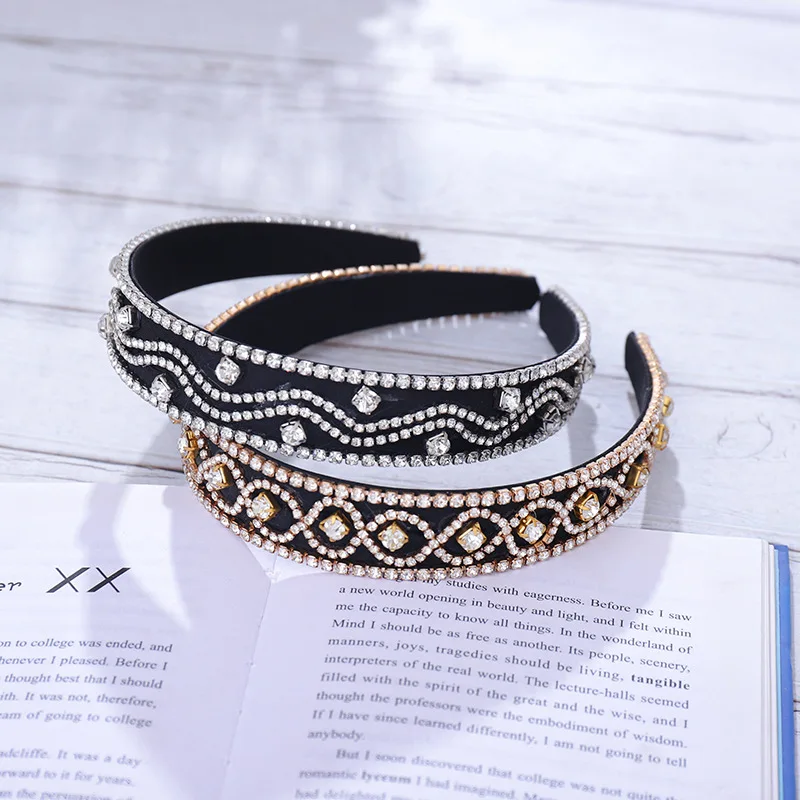 

2020 Full Crystal Luxury Hair Accessories Hairbands Baroque Sparkly Padded Rhinestones Headbands Headwear For Girls Women