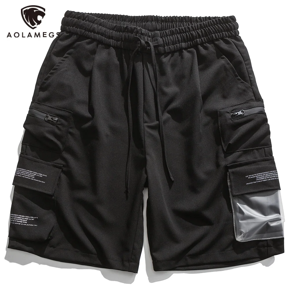 

Aolamegs Shorts Men Transparent Pockets Knee-length Cargo Pants Summer Baggy Harajuku High Street Jogger Shorts Male Sweatpants