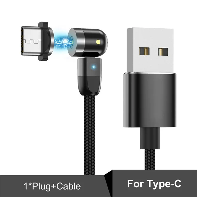 

360 and 180 Degree Rotation L-shape Fast Charging Magnetic Cable Charger Micro USB Type C Data Cable For Samsung s20 iPhone 11 X