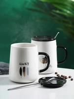 simplicity mugs coffee cups ceramic spoon included with lid personalized gift classic canecas divertidas cute cup bd50ms