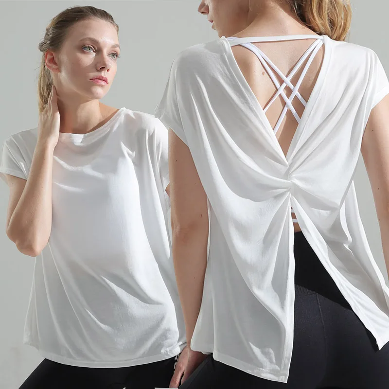 

Fitness Women Yoga Top Sport Shirt Short Sleeve Quick Dry Gym Crop Top Workout Shirts Palestra Donna Woman Fitness Clothing