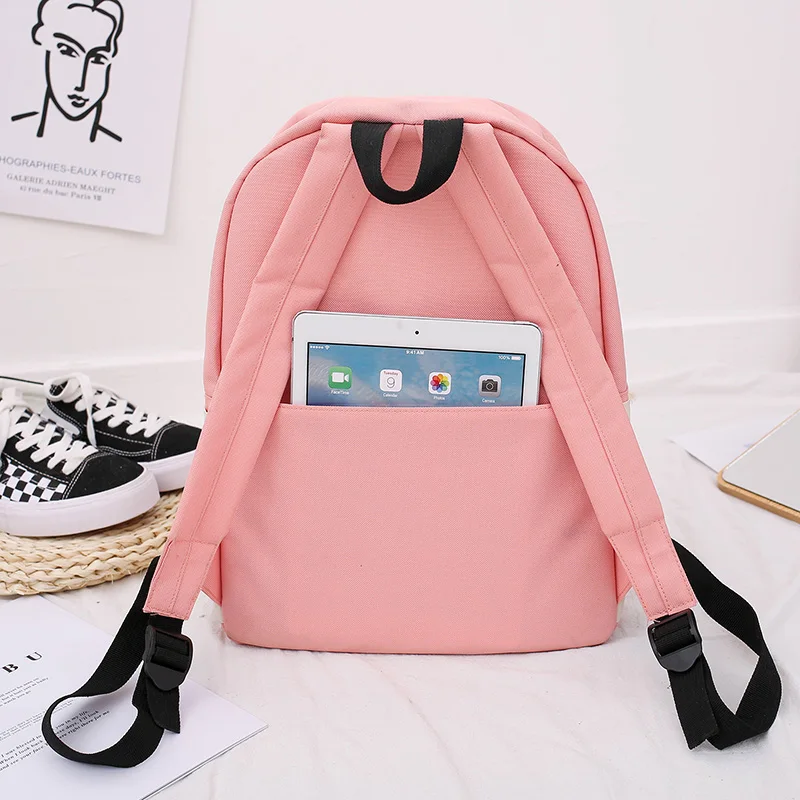 

Fashion Cartoon Flower Backpack 4Pcs Set Canvas School Bags Travel Shoulder Bags Casual Student Large Capacity Rucksack Mochila