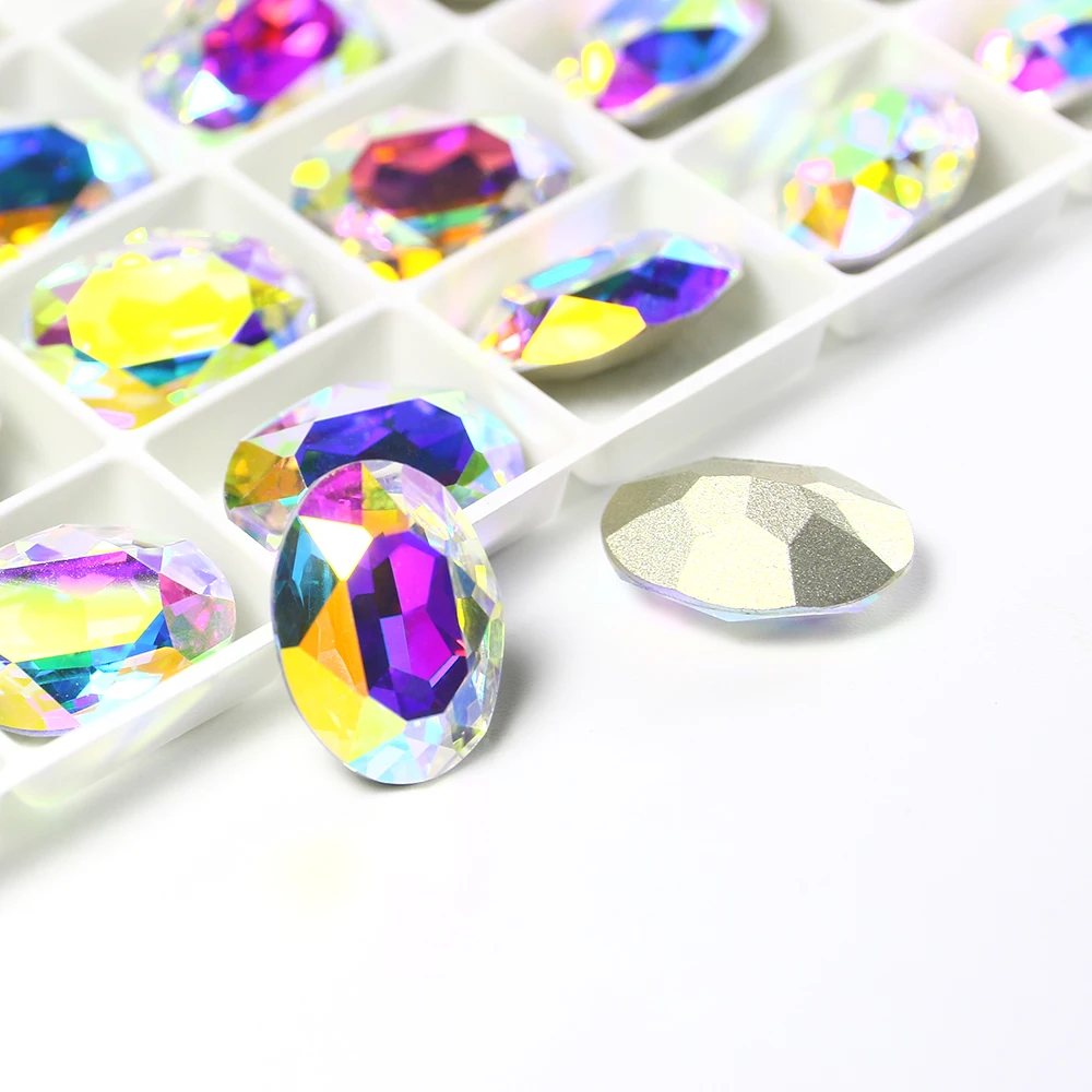 AB овальные камни и Кристаллы K9 стеклянный аппликатор стразы для одежды DIY ремесла