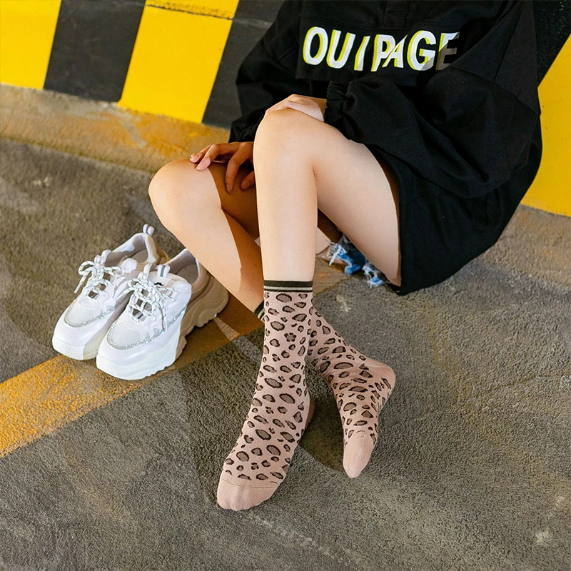 

Sexy Leopard Print Women Socks Harajuku Vintage Streetwear Long Sock for Women Korean Style Japanese Kawaii Cute Sports Sock