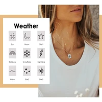 jujie custom weather necklace engrave star moon charm necklace snow choker square pendant minimalist women jewelry dropshipping