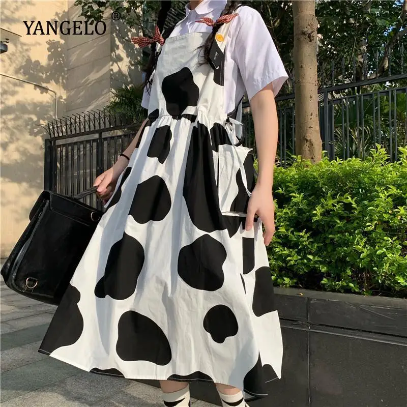 

Yangelo Dress Women Cow Cute Girls Students Fashion Trendy All-match Lovely Casual Ulzzang Chic A-line Lively Comfortable Straps