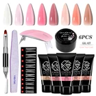 7 шт., набор для наращивания ногтей, 30 г, розовый, телесный, полигель для наращивания ногтей, французский набор с мини-лампой для ногтей