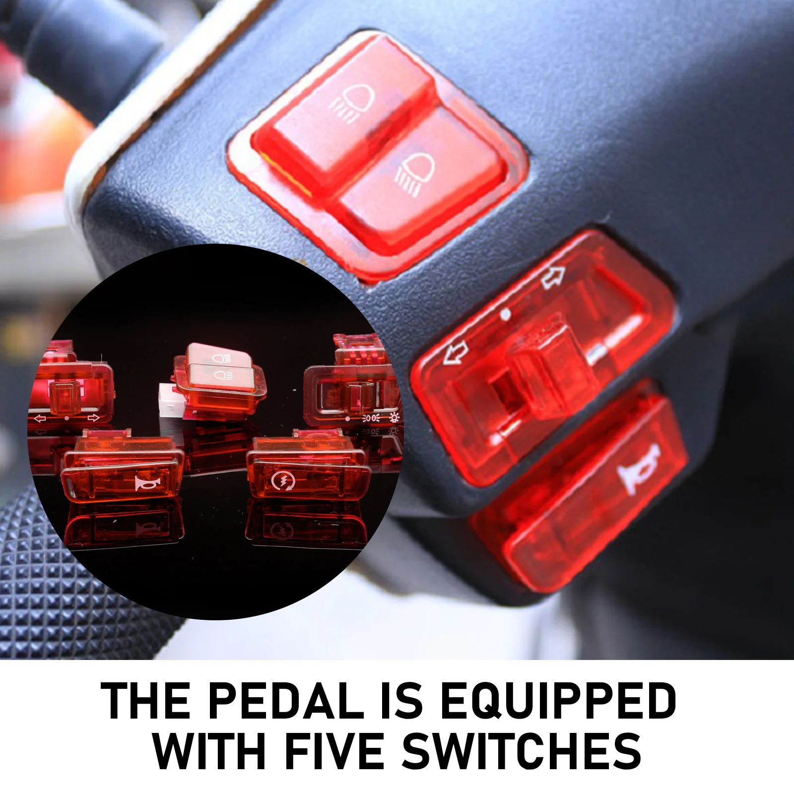 

5PCS Switches 50cc 125cc 150cc Moped Scooter Head Light Horn Dimmer Turn Starter Single Switch Button Motorcycle Accessories