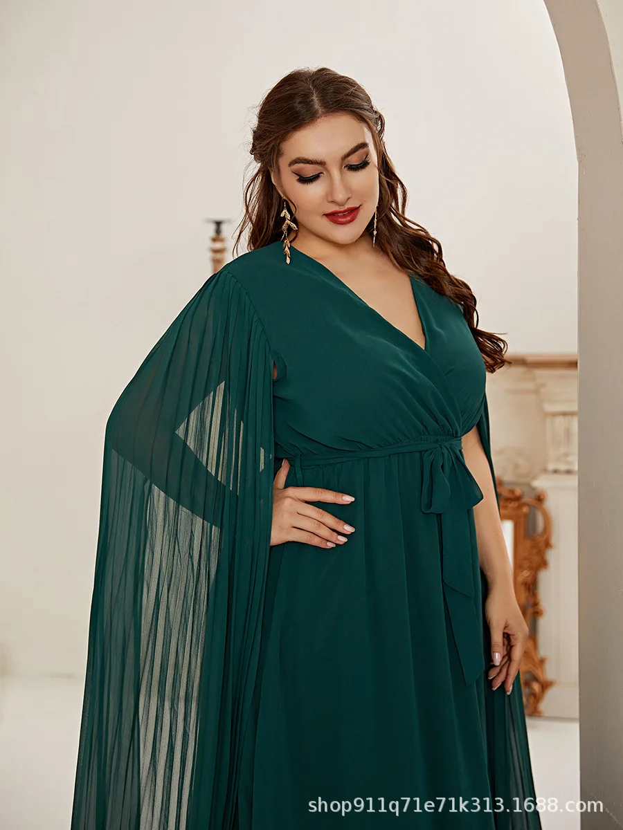 

Eid Turkey Muslim Cape Dress Women Kaftan Jubah Lace-up V Neck Robe Abaya Party Hijab Vestidos Islamic Clothing Arabic Mulsuman