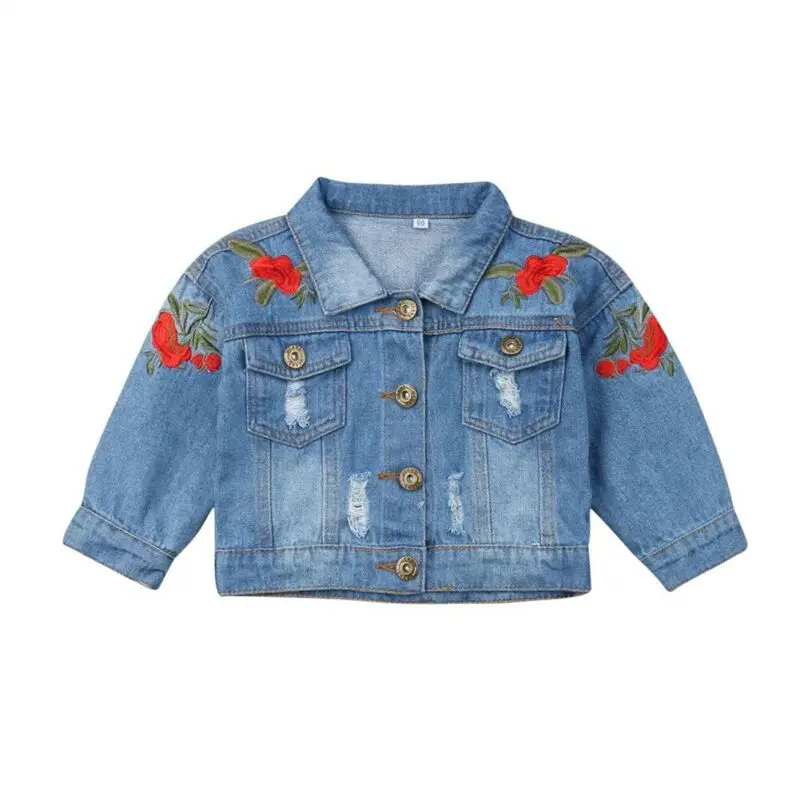 2019 одежда для малышей на весну и осень джинсовая куртка с вышивкой маленьких