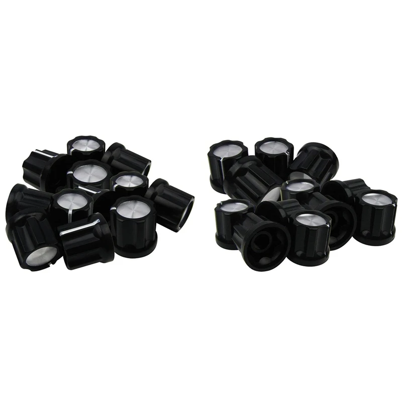 

Качество 24x 0 градусов/180 градусов D-Тип вал гитары басовый горшок ручки Amp Ручки пуговицы крышки, черный с серебристым Топ