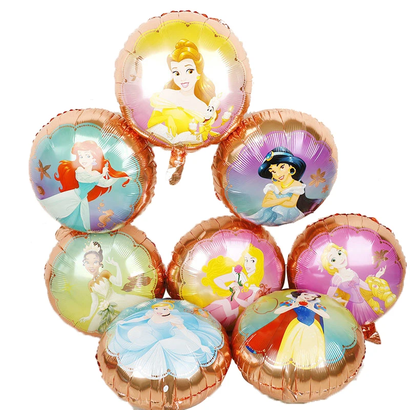 

8 Pcs Princess Girl Birthday Balloons Snow White Aurora Ariel Belle party decorations baby shower helium balloon Kids toy Globos