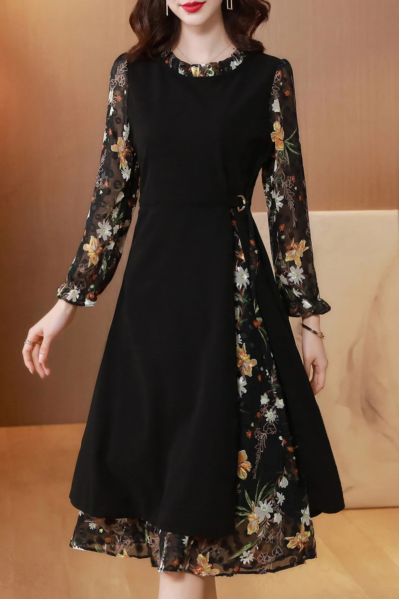 

COIGARSAM 4XL Plus Size Patchwork Women dress New Spring Dresses 2012