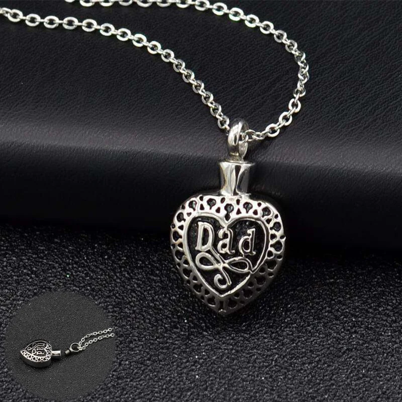 

Heart Urn Necklace Keepsake Dad Memorial Pendant for Ashes -Cremation Jewelry
