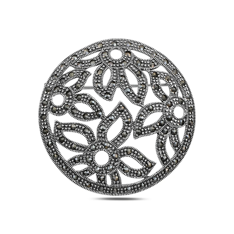 

Серебряный цветочный узор Silverlina с брошью из камня марказита
