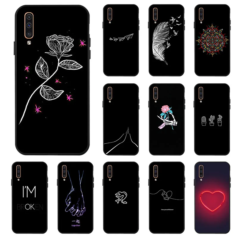 

3D DIY Painted Case For Samsung A50 Case Silicon Black Case For Samsung Galaxy A40 A70 A60 A30 A10 A20 A20e A2 Core Cover Fundas