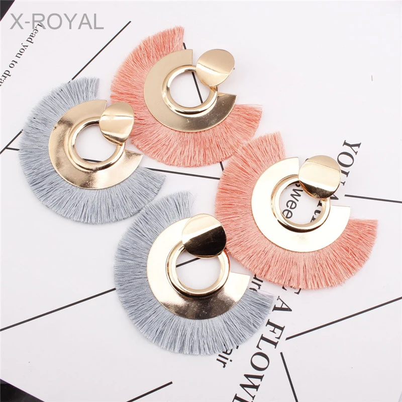 X-ROYAL модные женские серьги-подвески в этническом стиле с большими кругами и