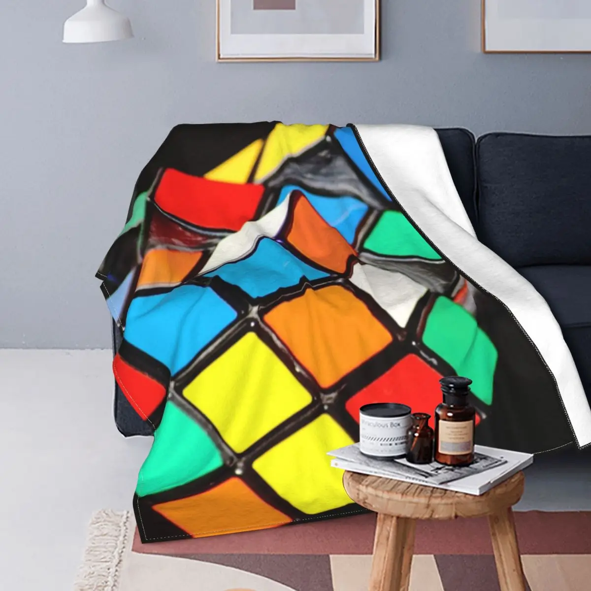 

Puzzling Rubik's Cube Winter Coral fleece blanket Velvet Warm Blankets Cotton Quilt Home sofa Bedroom Bedding Throws adult