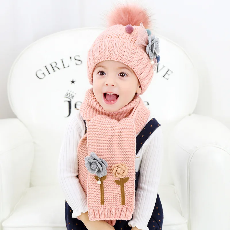 Детский комплект из шапки и шарфа на осень зиму плюшевая детская шапка с милыми