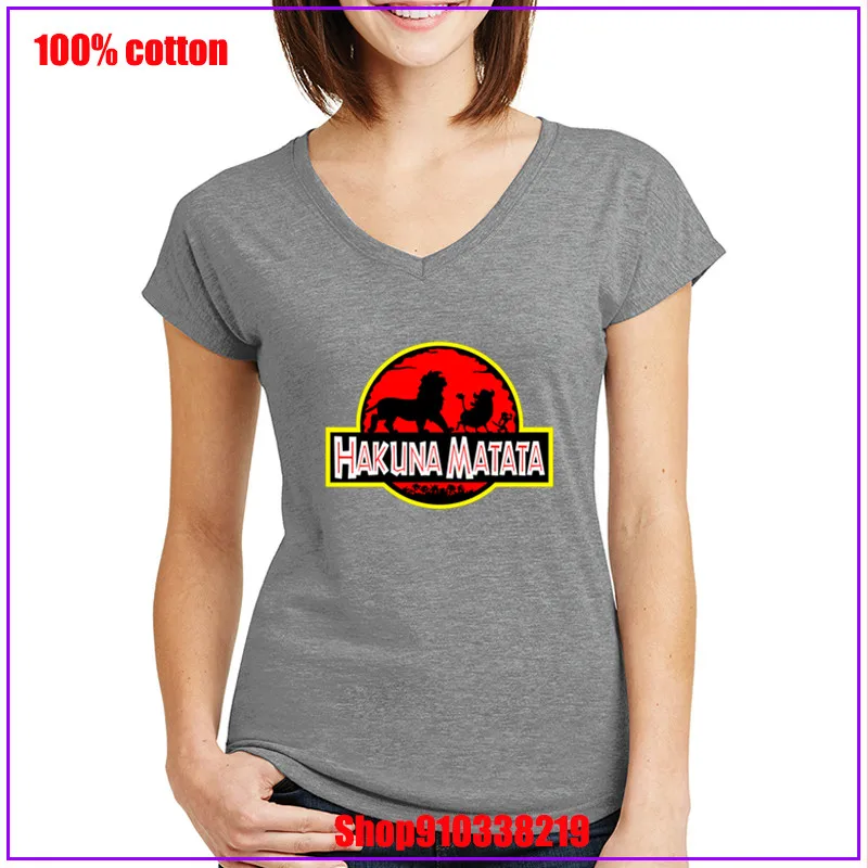 Latest design Hakuna Matata The Lion King Simba Pumbaa and Timon Jurassic park Design camisetas mujer Personalized Short Sleeves | Женская