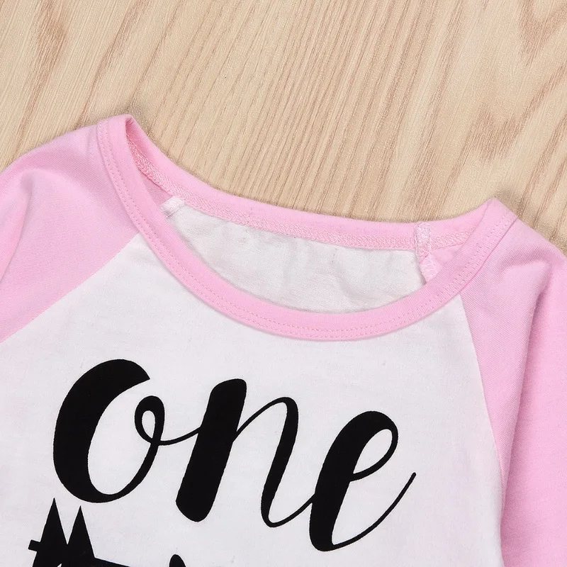 Модная футболка и штаны осенняя одежда для маленьких девочек младенец