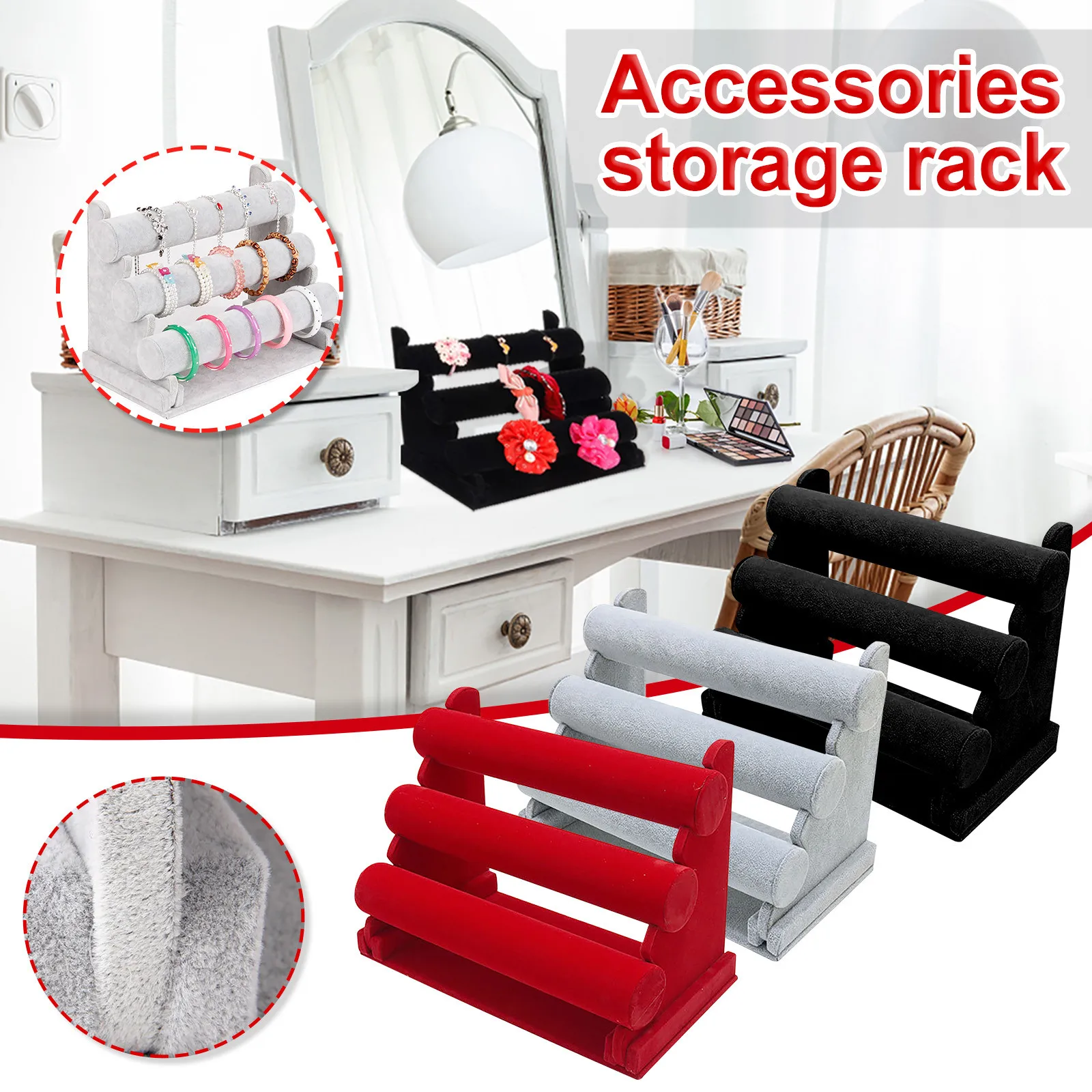 

Display Accessories Saving Desktop 3-Tier Jewelry Storage Shelf Bar Bracelet Watch Table Jewelry Organizer Holder Rack Stand