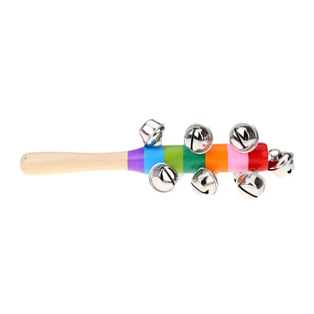

2020 New Colorful Rainbow Hand Held Bell Stick Wooden Percussion Musical Toy for KTV Party Kids Game Wholesale Retail