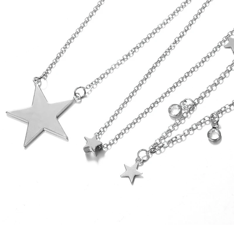 Многослойная подвеска в виде пятиконечной звезды ожерелье-свитер