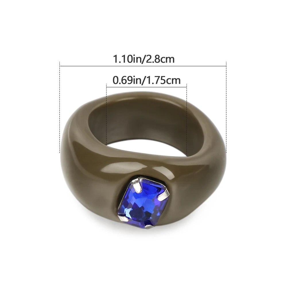 

2021 New Transparent Resin Acrylic Rhinestone Colourful Geometric Square Round Rings Set for Women Jewelry Party Gifts