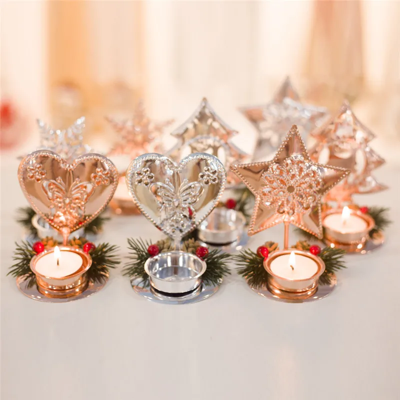 Рождество DIY украшение стола 2020 Железный Подсвечник семья Рождественская елка